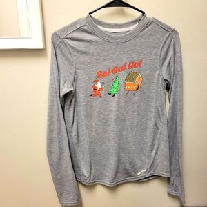 Brooks Christmas Go Go Go Long Sleeve Tee Holiday Running Womens M